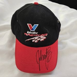 Vintage Nascar Valvoline Racing Hat #10 Signed by Johnny Benson NASCAR Black Red